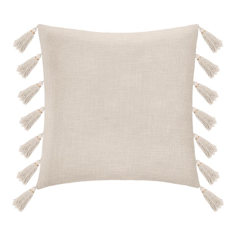 Μαξιλάρι διακοσμητικό Erden με κρόσσια ύφασμα σε ιβουάρ απόχρωση 50x50εκ