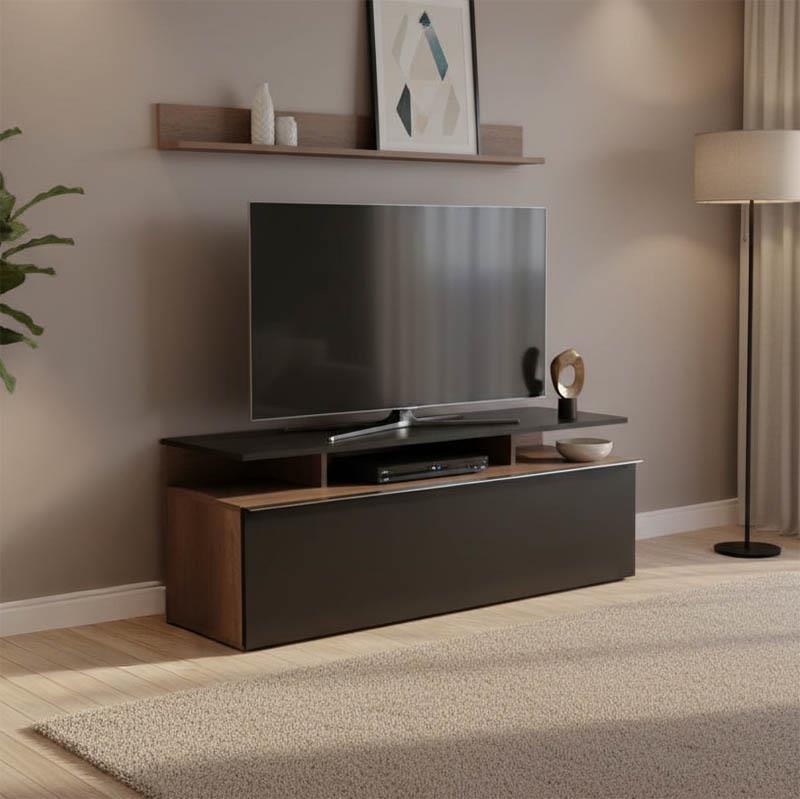 Έπιπλο τηλεόρασης Temano σε μαύρη gloss-καρυδι απόχρωση 117x40x48εκ Έπιπλο τηλεόρασης Temano σε μαύρη gloss-καρυδι απόχρωση 117x40x48εκ