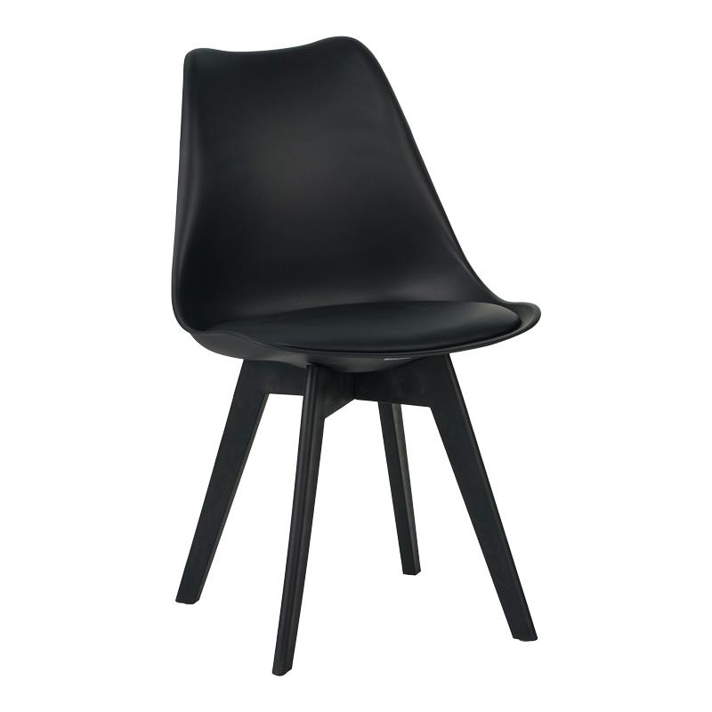 Καρέκλα Gaston I PP-PU σε μαύρη απόχρωση 48.5x53.5x81.5εκ.