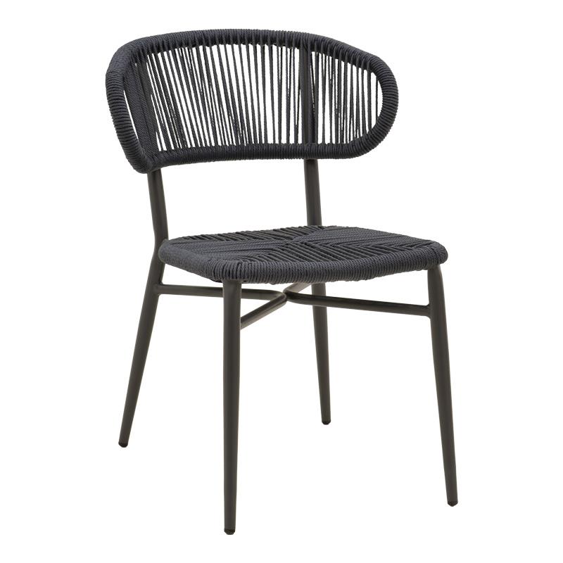 Καρέκλα αλουμινίου-pe rattan Agus στοιβαζόμενη σε γκρι απόχρωση 55x63x77εκ