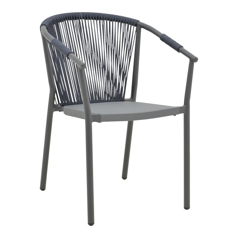 Καρέκλα - Πολυθρόνα Convince αλουμινίου στοιβαζόμενη με γκρι σκελετό-textilene-pe rattan 56x63x82 εκ.