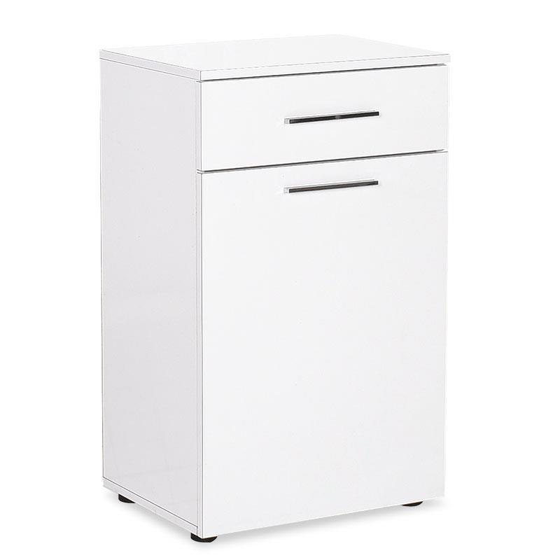 Ντουλάπι μπάνιου Chad με καλάθι απλύτων λευκό gloss 52x38x83εκ Ντουλάπι μπάνιου Chad με καλάθι απλύτων λευκό gloss 52x38x83εκ