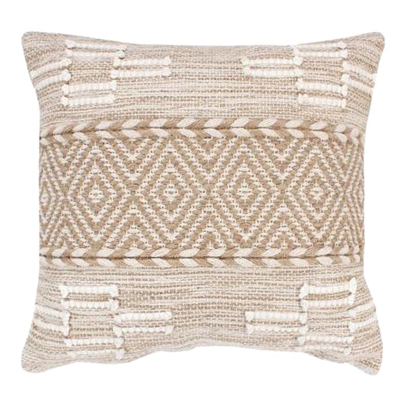 Μαξιλάρι Mitto Inart γιούτα - βαμβάκι μπεζ - λευκό 45x45x2 εκ.