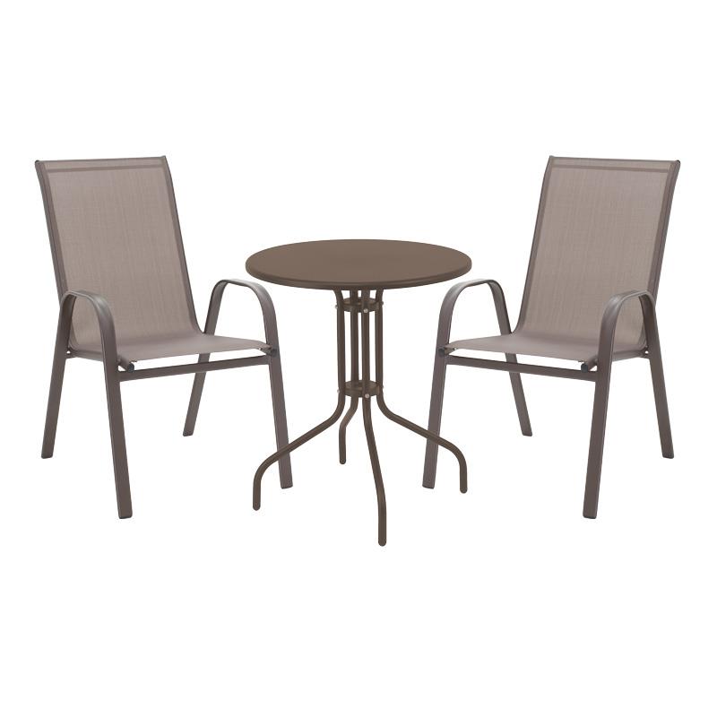 Σετ κήπου - Τραπεζαρία Vergo - Calan 3 τεμ. μέταλλο καφέ Φ60x70 εκ.