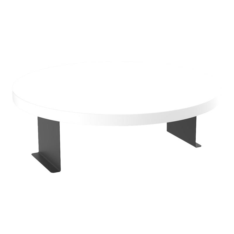 Βοηθητικό τραπεζάκι Linea λευκό - μαύρα μεταλλικά πόδια Φ35,5x5 εκ.