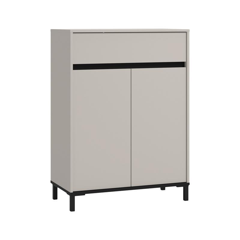 Παπουτσοθήκη Flannan 2K1F2V Cashmere - Μαύρο Ματ 80x40x110 εκ.