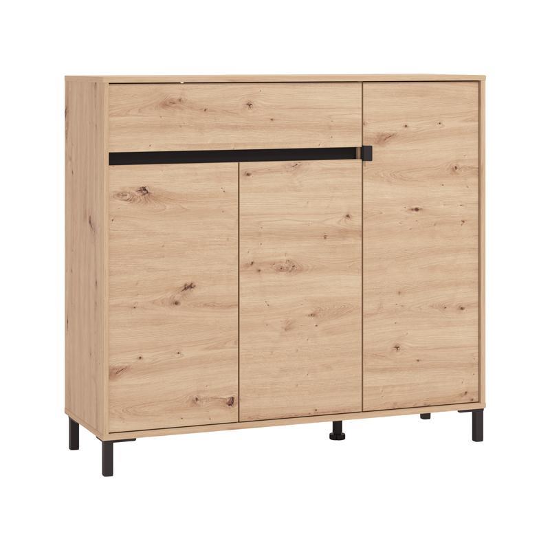 Παπουτσοθήκη Flannan 3K1F3V Artisan Oak - Μαύρο Ματ 120x40x110 εκ.