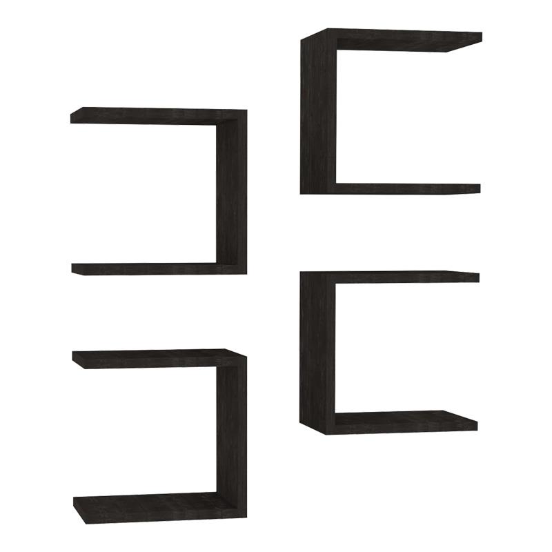 Ραφιέρα τοίχου Perari 4 τεμ. σκούρο καρυδί 30x19,6x30 εκ.