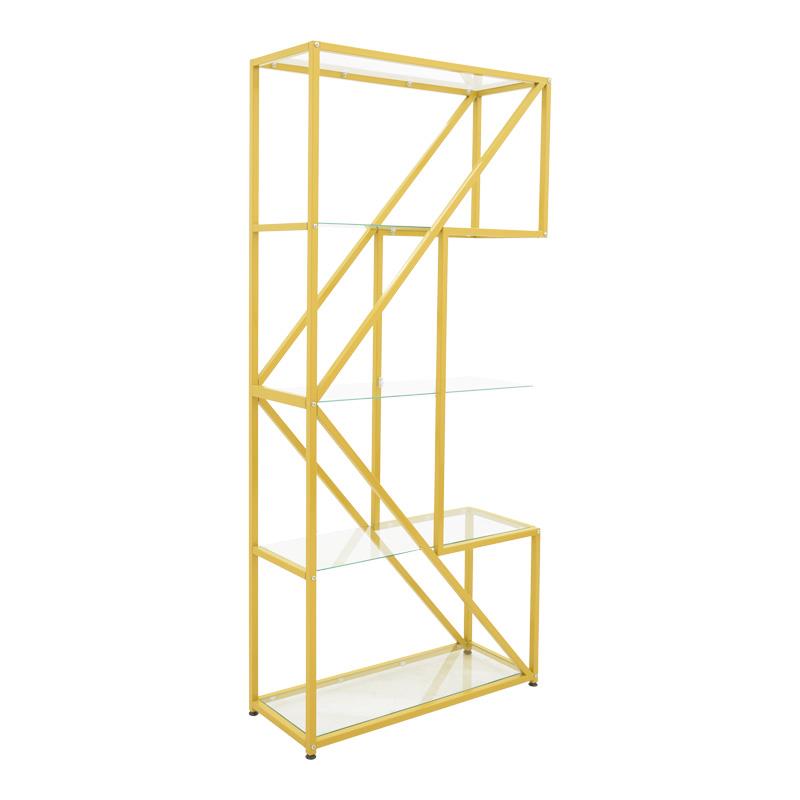 Ραφιέρα Aylan απο Γυαλί - Μέταλλο σε Χρυσό 100x30x200εκ.