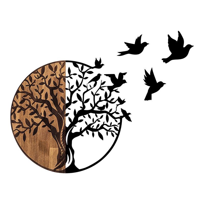 Διακοσμητικό Τοίχου Benanje Ξύλο Πεύκου Φυσικό με Μαύρο Μέταλλο 92x3x71 εκ.