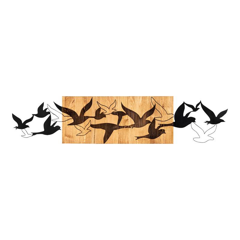 Διακοσμητικό Τοίχου Excore Ξύλο Πεύκου Φυσικό με Μαύρο Μέταλλο 111x3x25εκ.