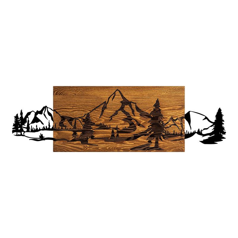 Διακοσμητικό Τοίχου Nereve Ξύλο Πεύκου Φυσικό με Μαύρο Μέταλλο 95x3x30εκ.