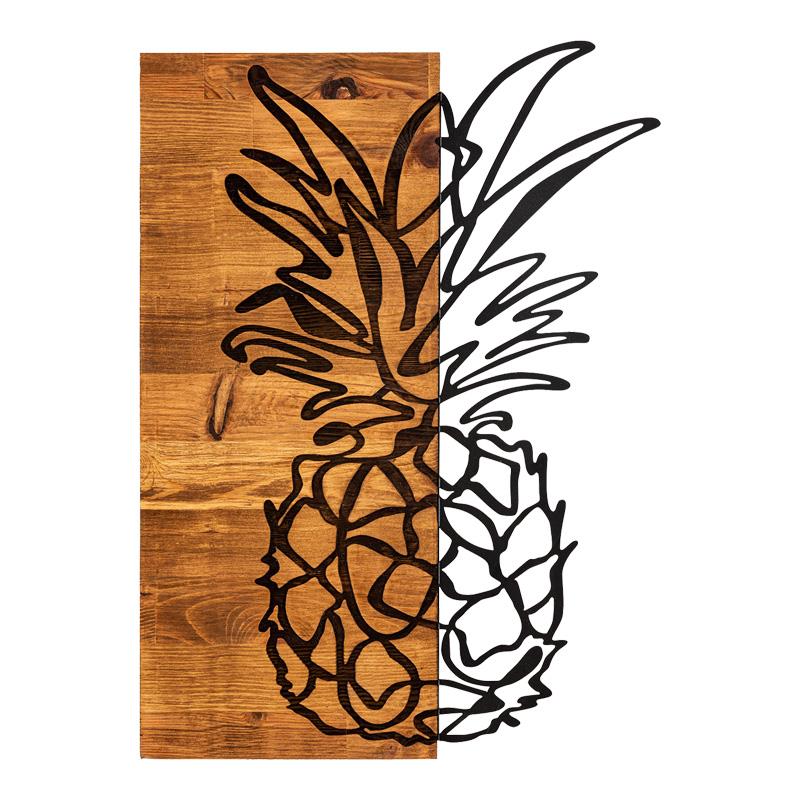 Διακοσμητικό Τοίχου Pinable Ξύλο Πεύκου Φυσικό με Μαύρο Μέταλλο 42x3x58εκ.