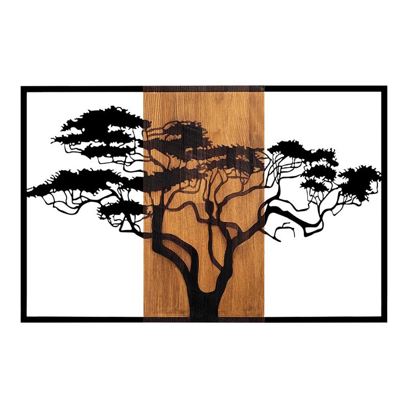 Διακοσμητικό Τοίχου Leroun Ξύλο Πεύκου Φυσικό με Μαύρο Μέταλλο 90x3x58εκ.