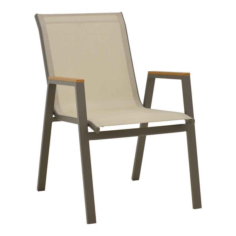 Καρέκλα Azelie Στοιβαζόμενη Σαμπανιζέ Αλουμινίου με Ανοιχτό Γκρι Textilene 56x75x88εκ. Καρέκλα Azelie Στοιβαζόμενη Σαμπανιζέ Αλουμινίου με Ανοιχτό Γκρι Textilene 56x75x88εκ.