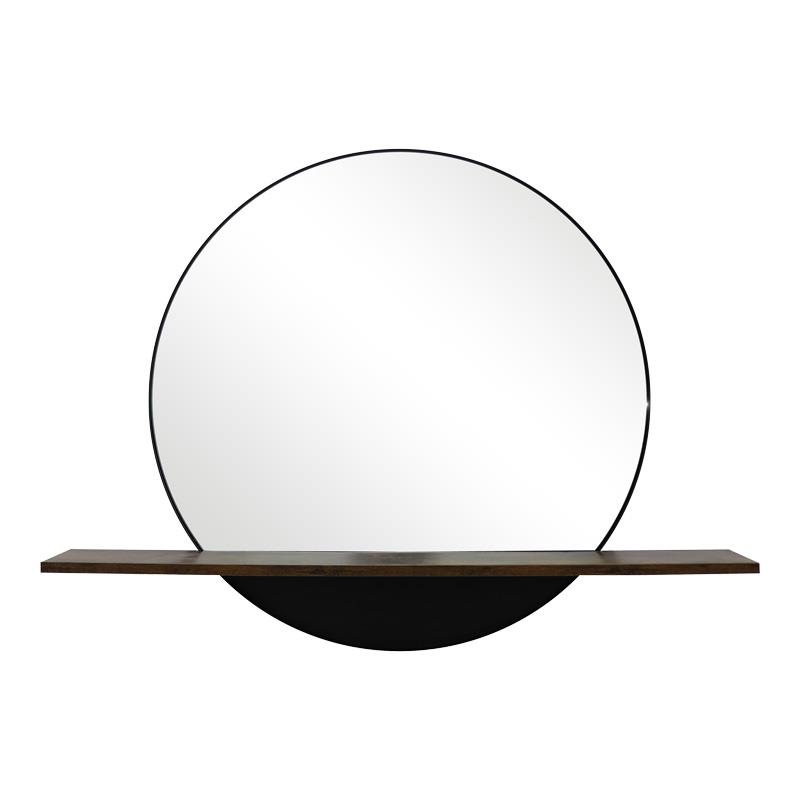 Καθρέπτης Τοίχου Salmin με Ράφι σε Μαύρο Μέταλλο 80x10x60εκ.