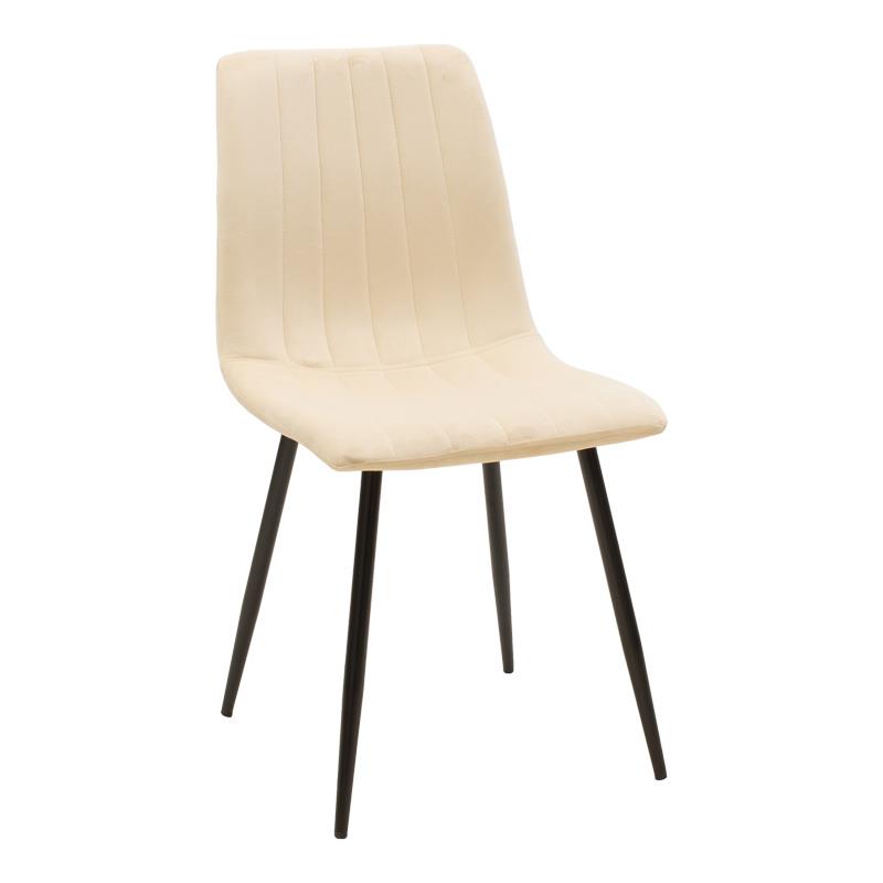 Καρέκλα Τραπεζαρίας Noor σε Μπέζ Βελούδο και Μαύρο Μεταλλικό πόδι 44x53x86εκ.