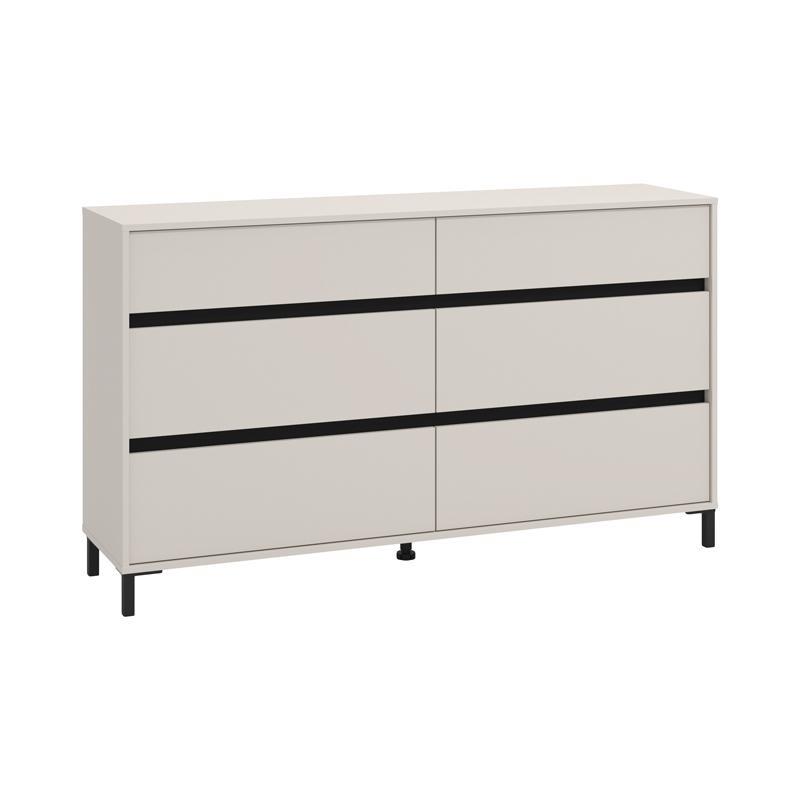 Συρταριέρα MARRON 157 6F Cashmere - Μαύρο Μάτ 157x40x90εκ.