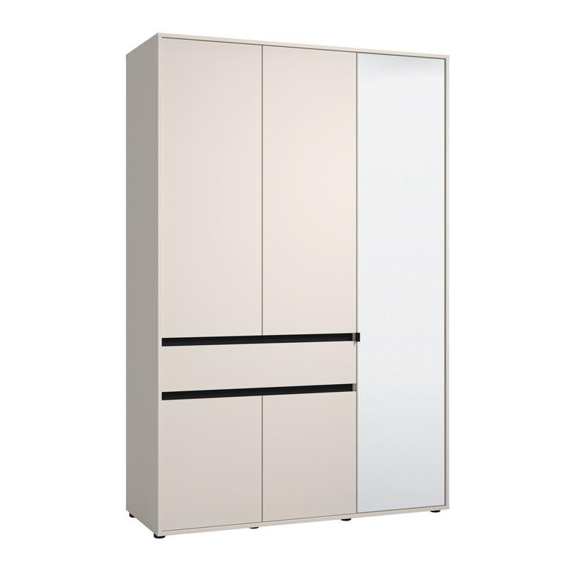 Ντουλάπα CORBETT 3K1F1O Τρίφυλλη με Καθρέπτη & 1 Συρτάρι Cashmere - Μαύρο ματ 138x55x211εκ.