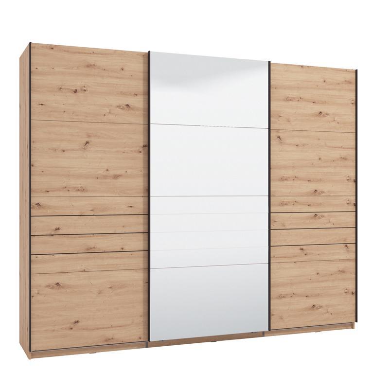 Ντουλάπα Συρόμενη VEYMONT 270 OG με Καθρέπτη Τρίφυλλη Artisan Oak 267x61x218εκ.