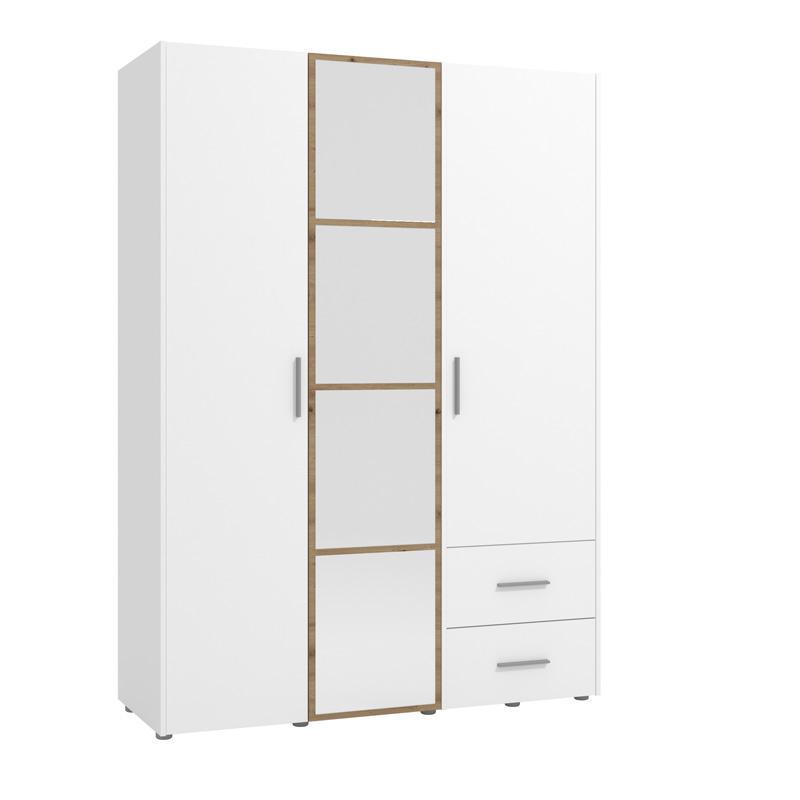 Ντουλάπα PARNAS 3K2FO III Τρίφυλλη με Καθρέπτη Λευκή - Artisan oak 149x54x208 εκ.