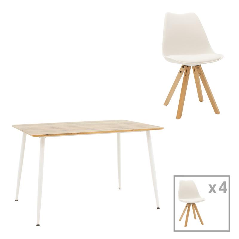 Σετ Τραπεζαρίας Cuba - Caron 5 τεμ Mdf Sonoma - Λευκό 120x80x75εκ. Σετ Τραπεζαρίας Cuba - Caron 5 τεμ Mdf Sonoma - Λευκό 120x80x75εκ.