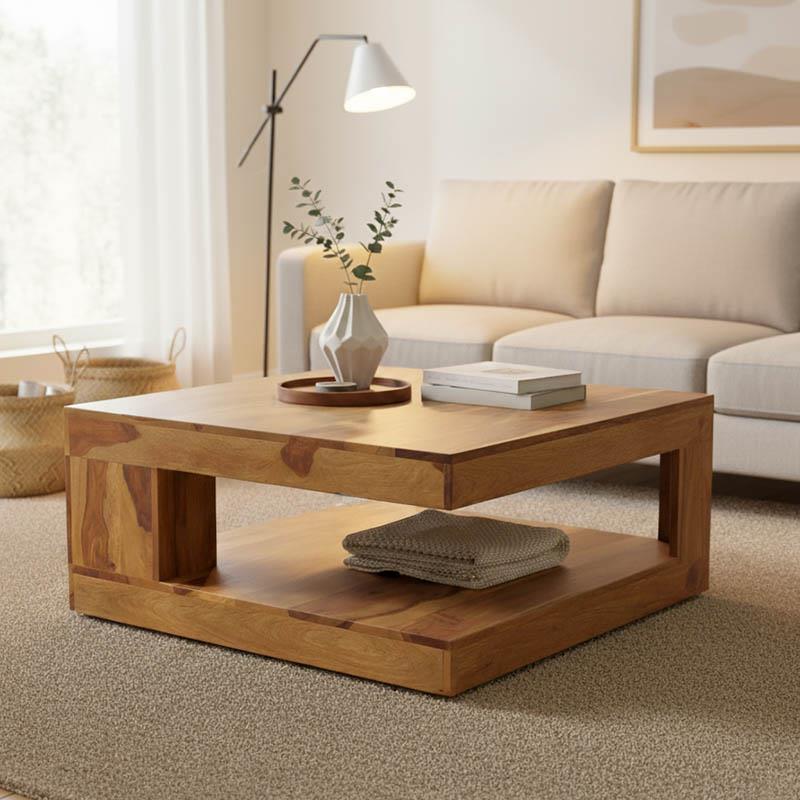 Τραπέζι κήπου Stolic απο Μασιφ Ξύλο Sheesham σε Καρυδί 90x90x40εκ.