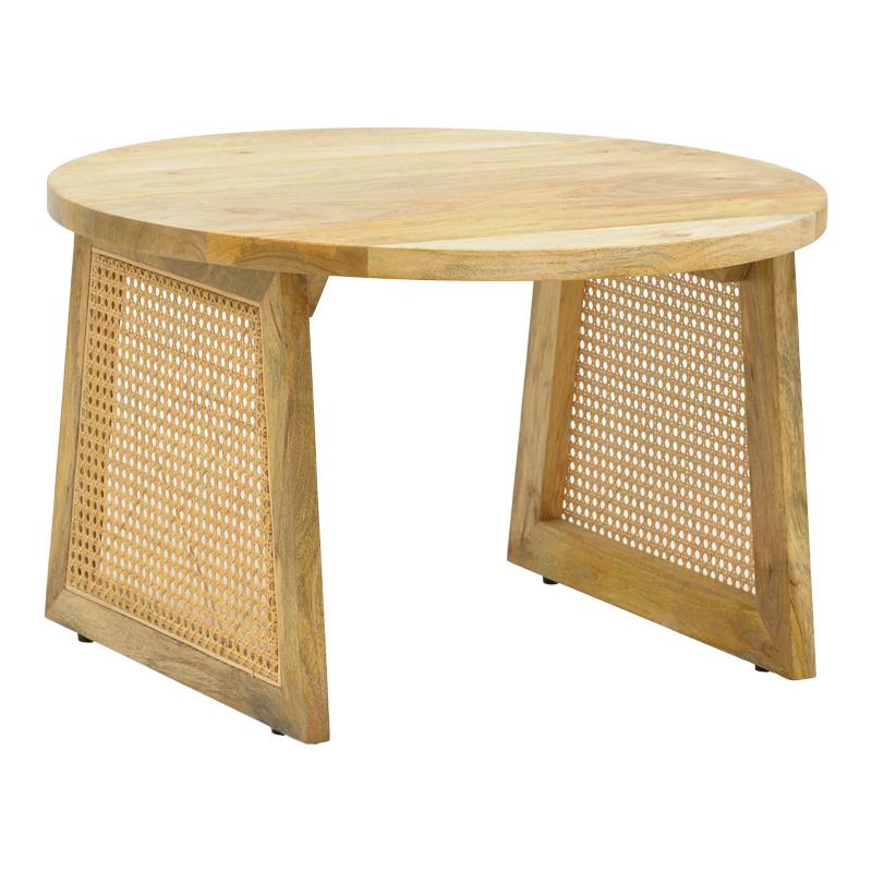 Τραπεζάκι Σαλονιού Tamarind Φυσικό με Ξύλο Mango & Rattan Φ65x40εκ.