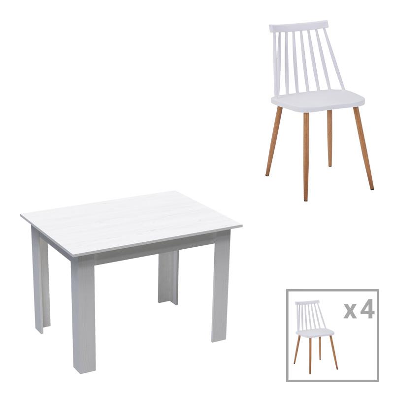 Σετ Τραπεζαρίας Manka-Aurora I 5 τεμ. σε Λευκό 110x80x77εκ.