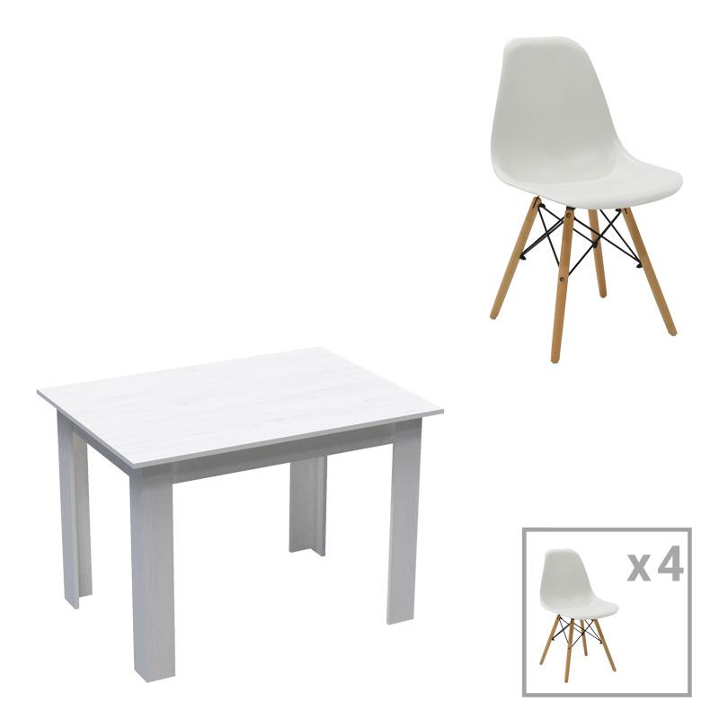 Σετ Τραπεζαρίας Manka-Julita 5 τεμ. σε Λευκό 110x80x77εκ.