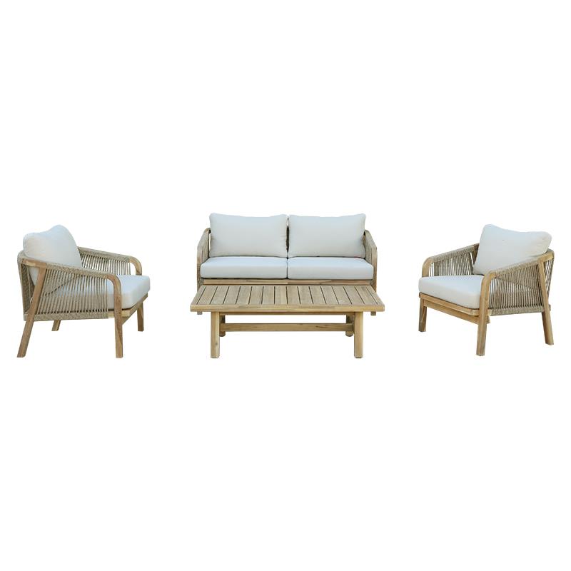 Σετ κήπου - Σαλόνι Malibu απο Μασίφ Ξύλο Ακακίας - Μπέζ Ύφασμα