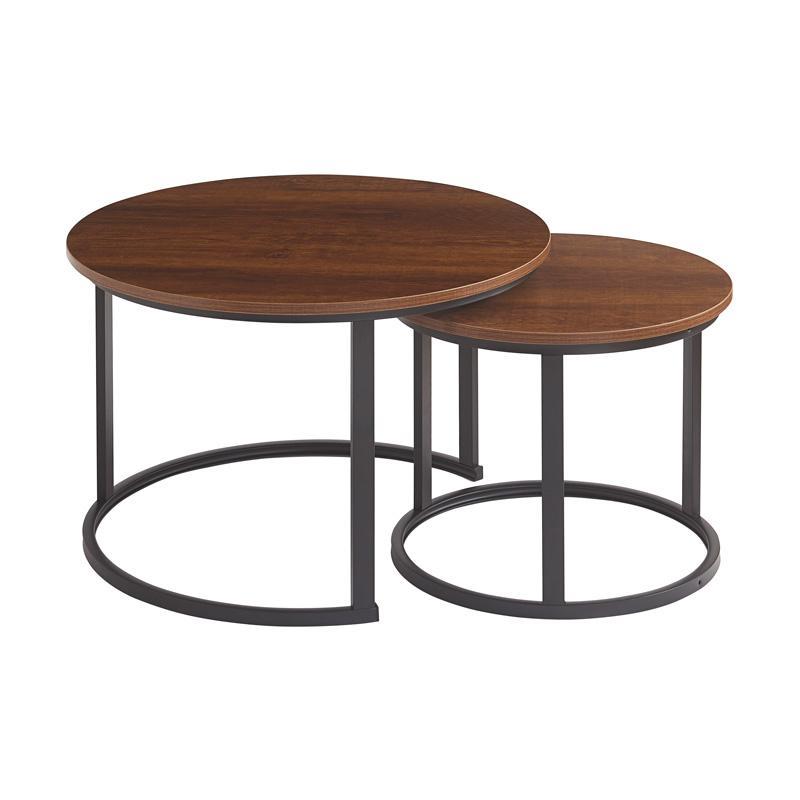 Σετ Τραπεζάκια σαλονιού FL3723 Fylliana 2 τμχ σε Σκούρο Καφέ 50x50x39εκ & 70x70x46εκ