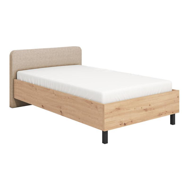 Κρεβάτι Barletta 120 Ημίδιπλο σε Artisan Oak με Μπέζ Ύφασμα 120x200 εκ.