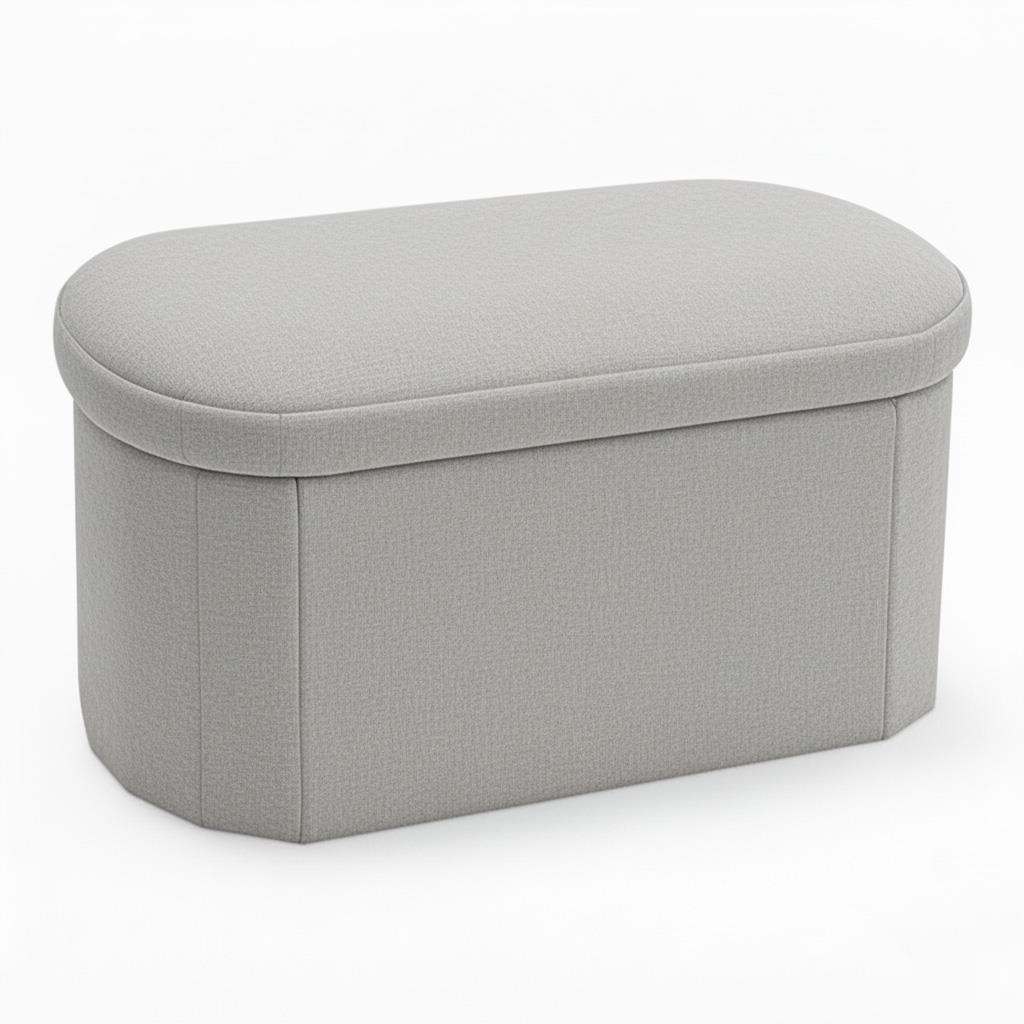 Σκαμπό-μπαούλο Otto ύφασμα Μπουκλέ σε Κρεμ-Ivory απόχρωση 76x38x38εκ.