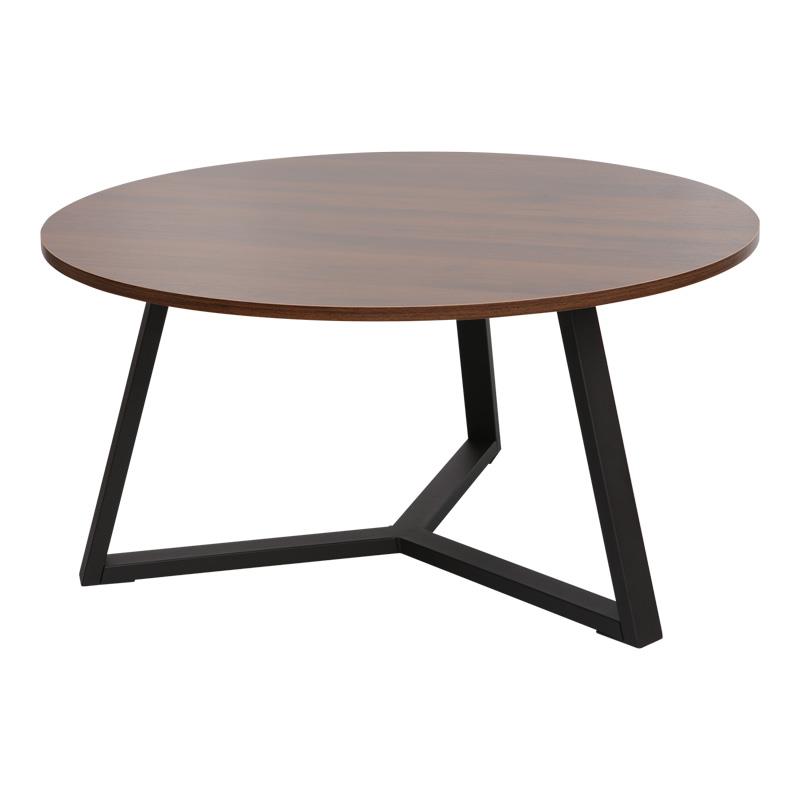 Τραπεζάκι σαλονιού Berton σε καρυδί απόχρωση με μαύρο μέταλλο Φ80x40εκ