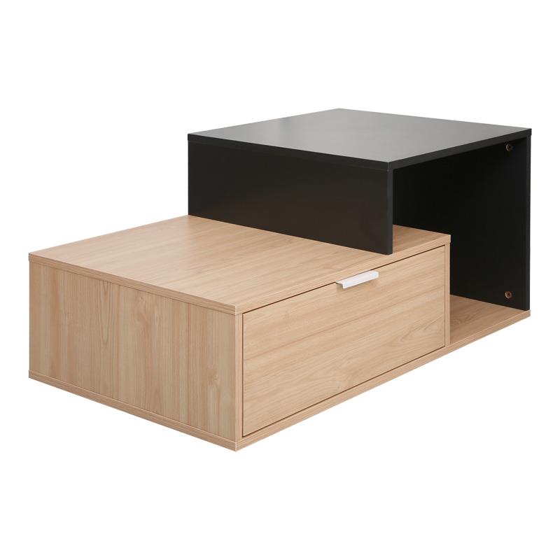 Τραπεζάκι σαλονιού Vople σε φυσική με ανθρακί απόχρωση 90x50x40εκ.