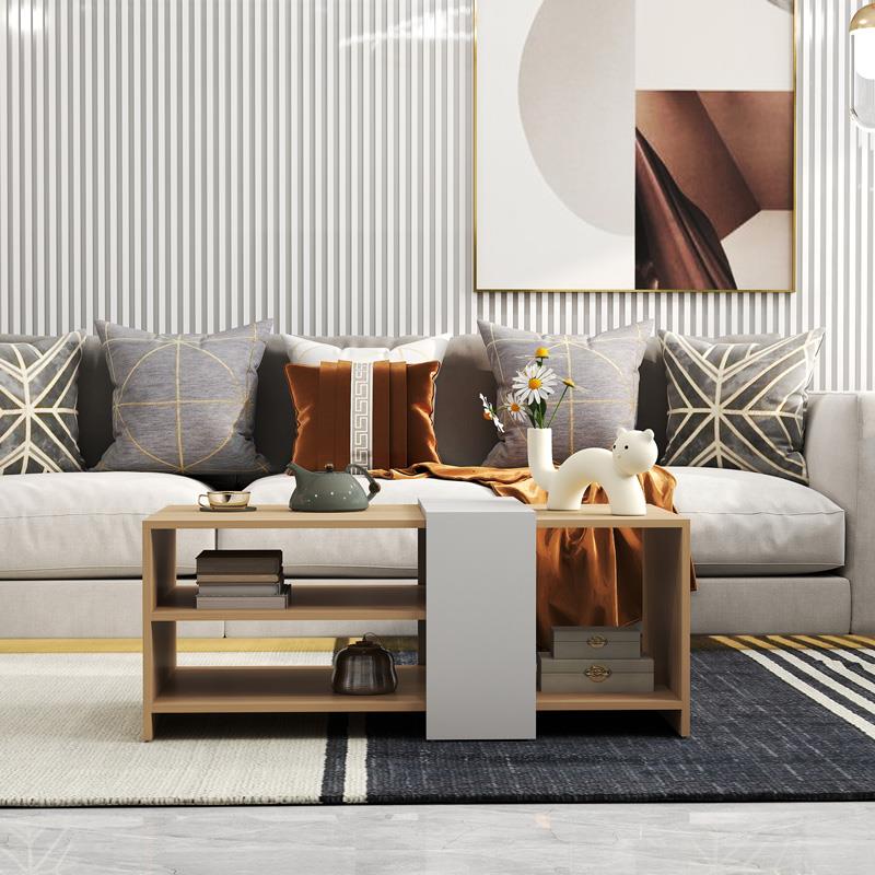 Τραπεζάκι σαλονιού Cozeto σε φυσική-λευκή απόχρωση 100x53x41.5εκ