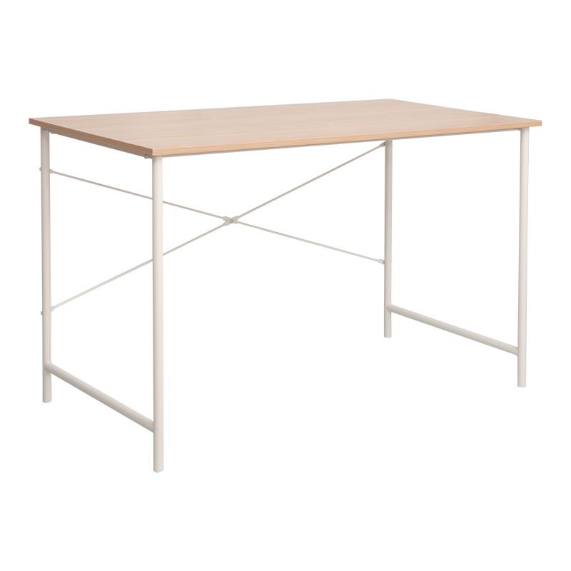 Γραφείο εργασίας Senzia σε φυσική απόχρωση με λευκό μέταλλο 120x60x75εκ