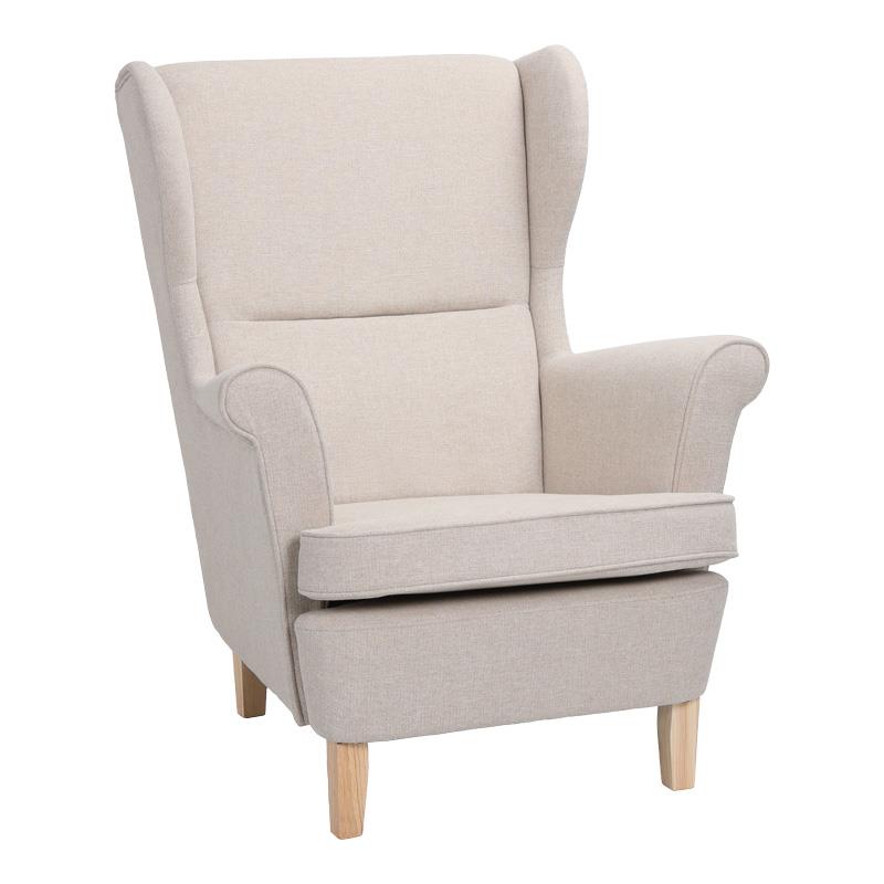 Πολυθρόνα - μπερζέρα Malei ύφασμα σε κρεμ απόχρωση-ξύλινα πόδια  85x93x100εκ