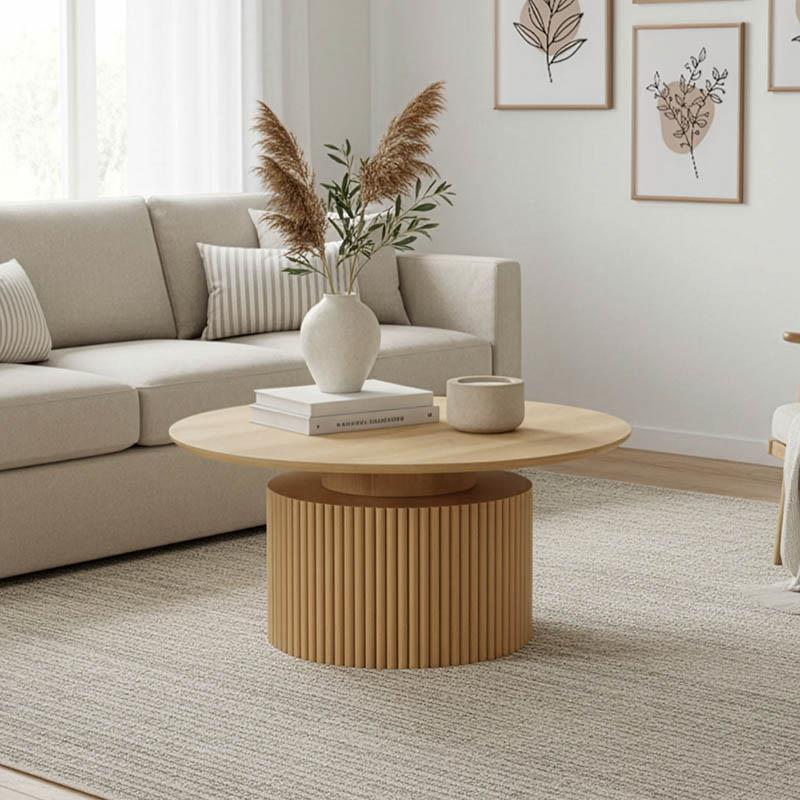 Τραπεζάκι σαλονιού Opols mdf σε φυσική απόχρωση Φ90x42εκ