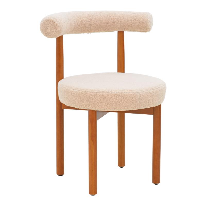 Καρέκλα Fenza μπεζ μπουκλέ ύφασμα-πόδι ξύλο οξιάς σε καρυδί απόχρωση 60x54x75εκ Καρέκλα Fenza μπεζ μπουκλέ ύφασμα-πόδι ξύλο οξιάς σε καρυδί απόχρωση 60x54x75εκ