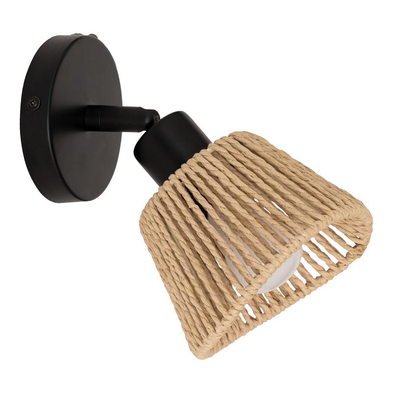 Φωτιστικό τοίχου-απλίκα Hender σε φυσική-μαύρη απόχρωση Φ10x19.5εκ