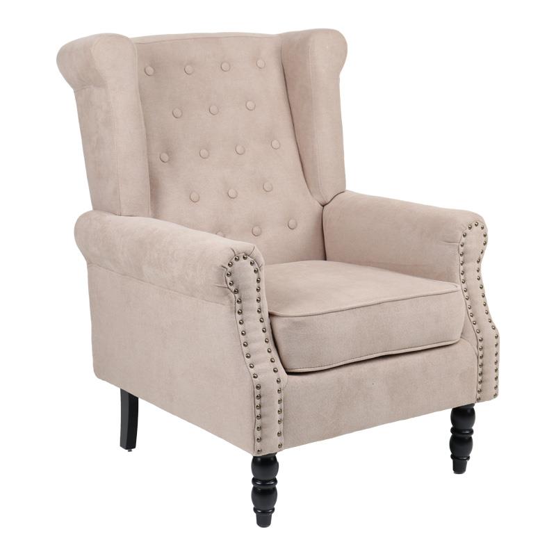 Πολυθρόνα Piore μπεζ ύφασμα και πόδι rubberwood σε μαύρη απόχρωση 77x80x106εκ