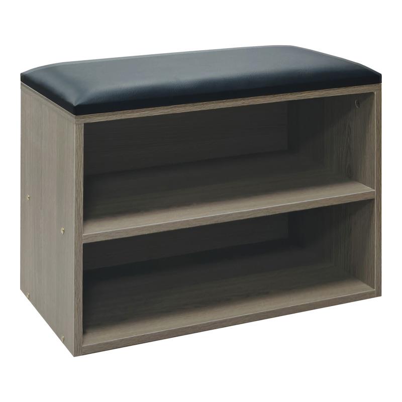 Παπουτσοθήκη-Σκαμπό Kiana 4 ζεύγων με μαξιλάρι σε γκρι-oak απόχρωση 60x32x44εκ