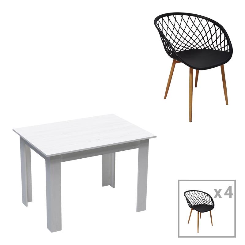 Σετ Τραπεζαρίας Manka-Ezra II σετ 5τεμ σε λευκή απόχρωση 110x80x77εκ Σετ Τραπεζαρίας Manka-Ezra II σετ 5τεμ σε λευκή απόχρωση 110x80x77εκ