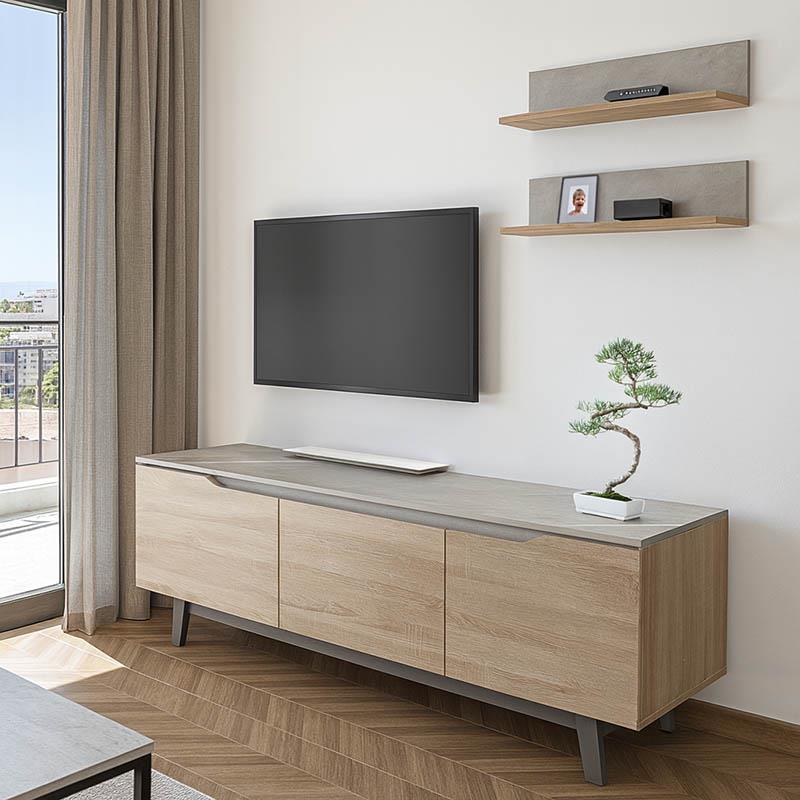 Σύνθετο σαλονιού Kasia σε μπεζ μαρμάρου-sonoma απόχρωση 180x35x48.5εκ