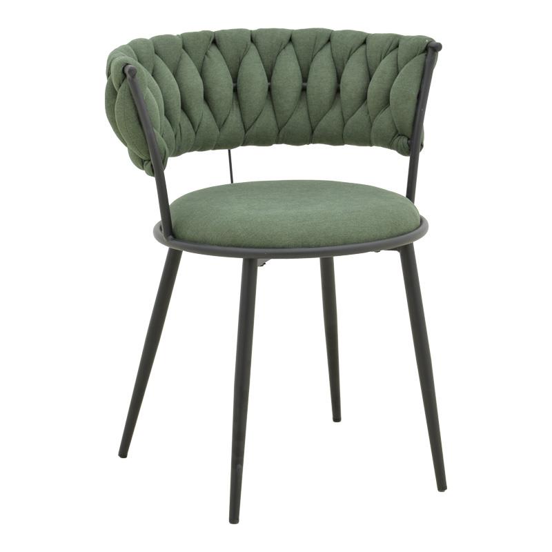 Καρέκλα Πολυθρόνα Alkia I ύφασμα σε χακί απόχρωση- πόδι μαύρο μέταλλο 57x58.5x72εκ