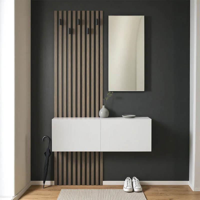 Έπιπλο εισόδου με καθρέπτη Arika σε λευκό-sonoma απόχρωση 100x37.1x199.5εκ Έπιπλο εισόδου με καθρέπτη Arika σε λευκό-sonoma απόχρωση 100x37.1x199.5εκ