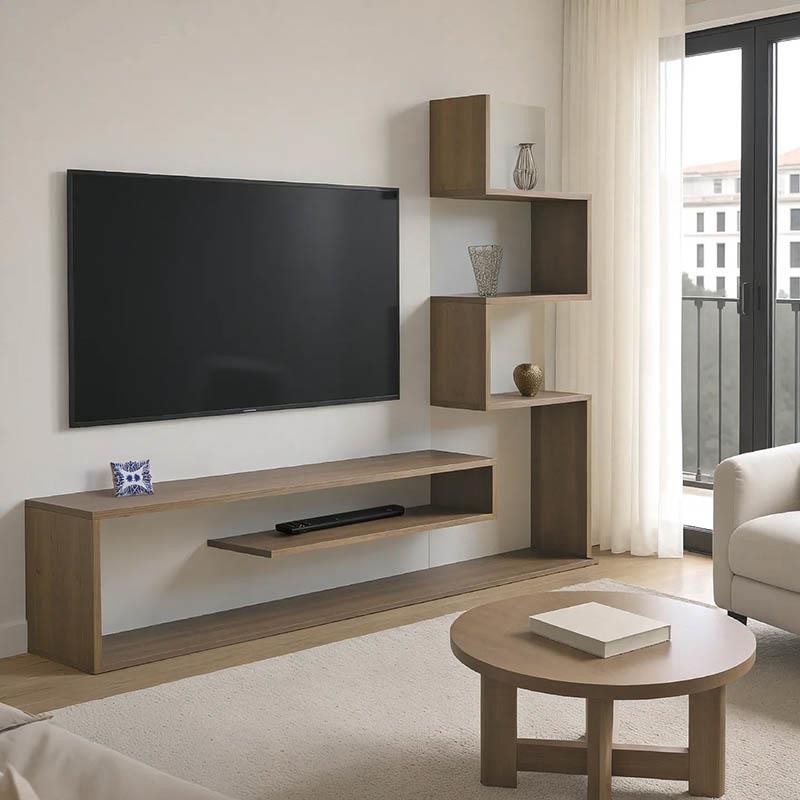 Έπιπλο τηλεόρασης με βιβλιοθήκη Cazenda σε sonoma με λευκή απόχρωση 160x29x126εκ Έπιπλο τηλεόρασης με βιβλιοθήκη Cazenda σε sonoma με λευκή απόχρωση 160x29x126εκ