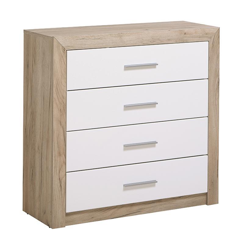 Κομότα - Συρταριέρα Etna 4F Γκρί Δρύς - Λευκή Λάκα 93x35x90.5 εκ.